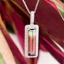 Watermelon Tourmaline and diamond pendant