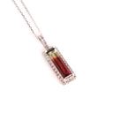 Diamond Encrusted Watermelon Tourmaline Baguette Cut White Gold Pendant