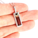 Diamond Encrusted Watermelon Tourmaline Baguette Cut White Gold Pendant