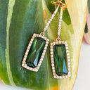 Rose Gold Green Tourmaline and Diamond drop earrings