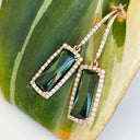 Rose Gold Green Tourmaline and Diamond drop earrings