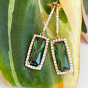 Rose Gold Green Tourmaline and Diamond drop earrings