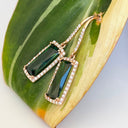 Rose Gold Green Tourmaline and Diamond drop earrings