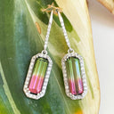 Watermelon Tourmaline and Diamond Drop earrings