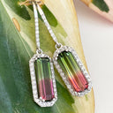 Watermelon Tourmaline and Diamond Drop earrings