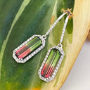 Watermelon Tourmaline and Diamond Drop earrings
