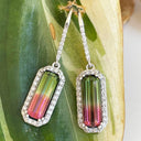 Watermelon Tourmaline and Diamond Drop earrings