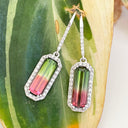 Watermelon Tourmaline and Diamond Drop earrings