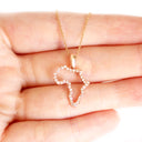 Diamond Studded Africa Rose Gold Pendant