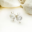 Diamond Studs With White Gold Bead and Curve Detailing