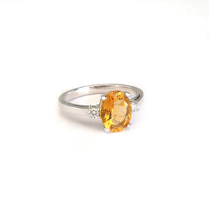 Divine Oval Citrine and Diamond Shoulder Highlight White Gold Ring