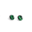 Divinely Deep Green Bezel Set Round Cut Tsavorite White Gold Studs