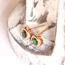 Divinely Deep Green Bezel Set Tsavorite Rose Gold Studs