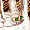 Divinely Deep Green Bezel Set Tsavorite Rose Gold Studs