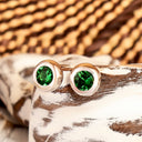 Divinely Deep Green Bezel Set Tsavorite White Gold Studs