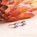 Double Four Claw Cushion Cut Tanzanite White Gold Studs