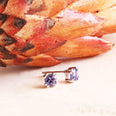 Double Four Claw Cushion Cut Tanzanite White Gold Studs