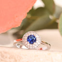 Sapphire and Diamond Halo white gold ring