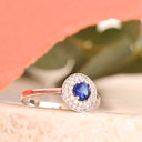 Sapphire and Diamond Halo white gold ring