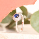 Sapphire and Diamond Halo white gold ring