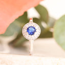 Sapphire and Diamond Halo white gold ring