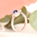 Sapphire and Diamond Halo white gold ring