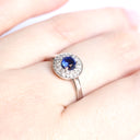 Double Halo Sapphire White Gold Ring