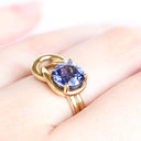 Double Infinity Knot Sapphire Yellow Gold Ring