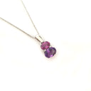Double Oval Amethyst and Rhodolite Pendant with Diamond Highlight