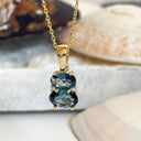 Double Oval London Blue Topaz and Diamond Pendant