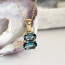 Double Oval London Blue Topaz and Diamond Pendant