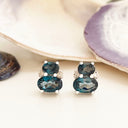Oval London Blue Topaz and Diamond Stud earrings