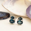 Oval London Blue Topaz and Diamond Stud earrings