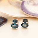 Oval London Blue Topaz and Diamond Stud earrings