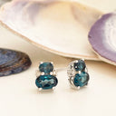 Oval London Blue Topaz and Diamond Stud earrings