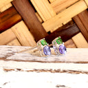 Double Oval Tsavorite and Tanzanite Earrings with Diamond Highlights