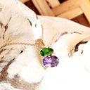 Double Oval Tsavorite and Tanzanite Pendant with Diamond Highlight in White Gold