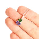 Double Oval Tsavorite and Tanzanite Pendant with Diamond Highlight in White Gold