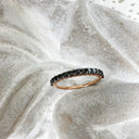 Dramatic Eternity Styled Black Diamond with Black Claws Rose Gold Ring