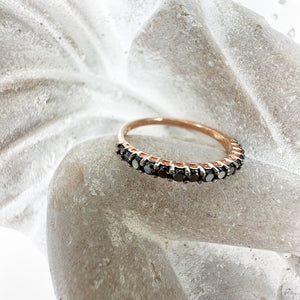 Dramatic Eternity Styled Black Diamond with Black Claws Rose Gold Ring