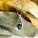 Dreamy Oval Cut Pear Silhouette Sapphire White Gold Pendant