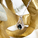 Dreamy Oval Cut Pear Silhouette Sapphire White Gold Pendant
