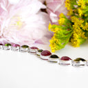 Cascading Bezel Set Multi-Stone Tourmaline Pear Cut Silver Bracelet