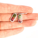 Elegance Personified Diamond Halo Shepherd Hook Watermelon Tourmaline White Gold Earrings