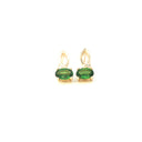 Half Bow Tsavorite and Diamond Yellow Gold Earrings