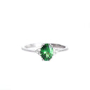 Grace Personified Oval Tsavorite And White Diamond Trilogy White Gold Ring