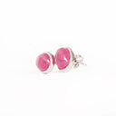 Silver Cabochon Oval Cut Ruby Earrings