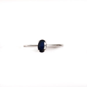 Petite Silver Oval Cut Sapphire Ring