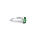 Grace Personified Oval Tsavorite And White Diamond Trilogy White Gold Ring