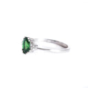 Grace Personified Oval Tsavorite And White Diamond Trilogy White Gold Ring